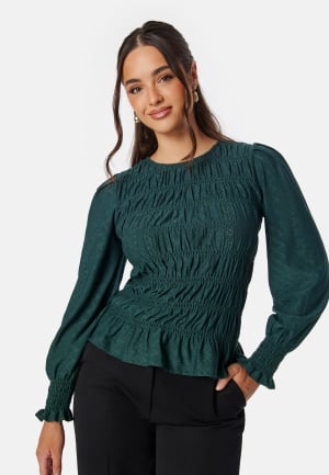 Läs mer om Happy Holly Long Sleeve Smock Top Dark green 44/46