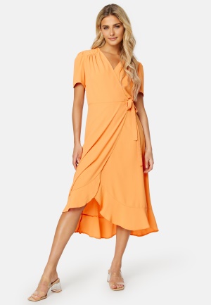 John Zack Short Sleeve Wrap Dress Orange XXS (UK6)