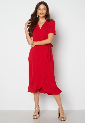 Image of John Zack Short Sleeve Wrap Dress Red M (UK12)