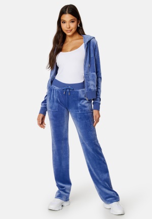 Läs mer om Juicy Couture Del Ray Classic Velour Pant Grey Blue XXS