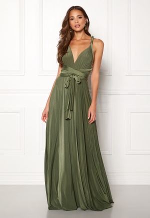 Läs mer om Goddiva Multi Tie Maxi Dress Olive Green L (UK14)