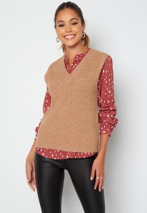 Object Collectors Item Malena S/L knit waistcoat Chipmunk Melange XL
