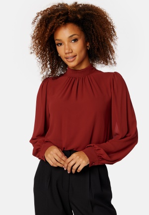 Object Collectors Item Mila L/S High Neck Top Red Dahlia Detail:Co 34