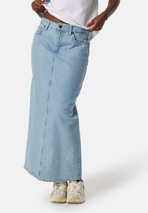 Bilde av Object Collectors Item Objellen Mid Waist Long Denim Skirt Light Blue Denim Xs