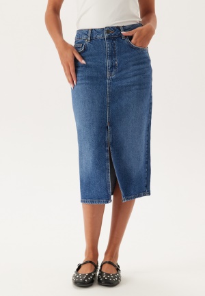 Läs mer om Object Collectors Item Objellen Mw Midi Denim Skirt Medium Blue Denim Detail:washe L