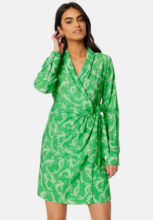 Object Collectors Item Rio L/S Wrap Dress Fern Green AOP:Anima 42