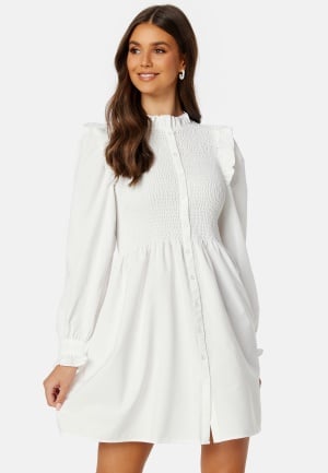 Image of ONLY Aspen L/S Smock Dress Bright White S
