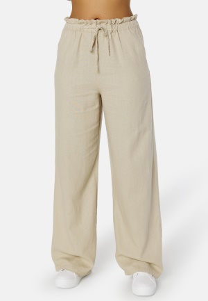 Läs mer om ONLY Caro HW Wide Linen Blend Pant Oxford Tan XL/32