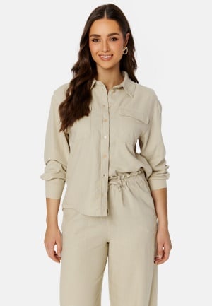 Läs mer om ONLY Caro L/S Oversized Linen Blend Shirt Oxford Tan XL