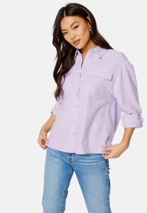 ONLY Caro L/S Oversized Linen Blend Shirt Pastel Lilac M