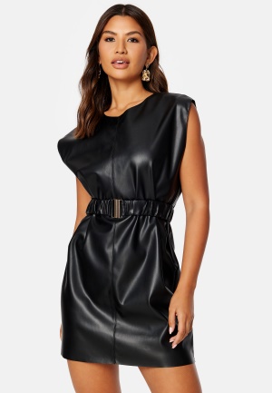 ONLY Lina Faux Leather Dress Black M