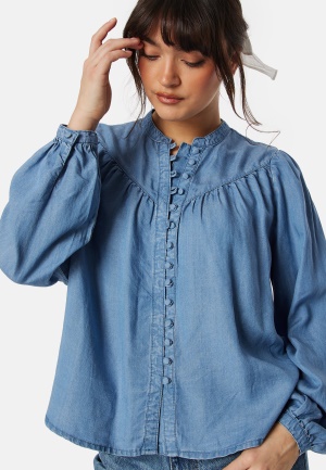 Läs mer om ONLY Onlaverie LS denim blouse Medium Blue Denim S
