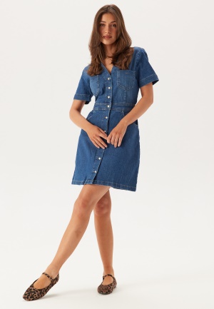 Läs mer om ONLY Onlmelanie S/S FITTED DRESS DN Medium Blue Denim L