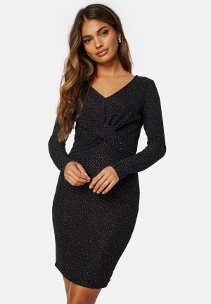 ONLY Queen V-Neck Glitter Dress Black Pattern: Struc XXL