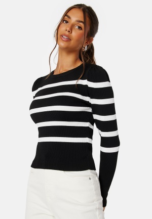 ONLY Sally L/S Puff Pullover Black Stripes:W XL