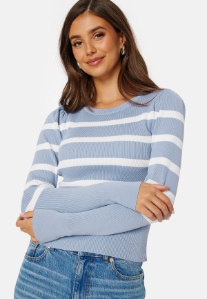 ONLY Sally L/S Puff Pullover Blue Blizzard Stripe S