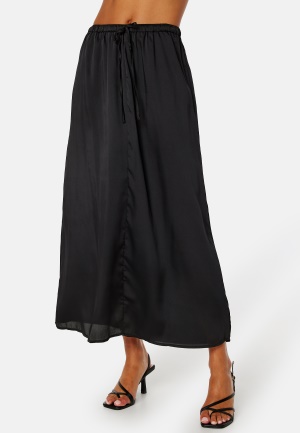 ONLY Suzette Ankel Long Satin Skirt Black XS