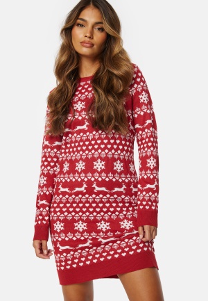 Image of ONLY Xmas Snowflake LS Dress Chili Pepper Pattern M