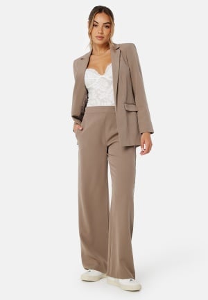 Pieces Bossy HW Wide Plain Pant Fossil L/30
