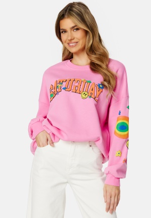 Pieces Dinna LS Oversized Sweat Begonia Pink XL