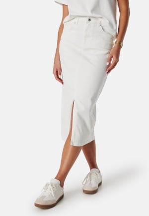 Bilde av Pieces Pcjessie High Waist Denim Midi Skirt Bright White Xl