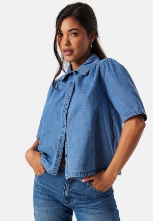 Läs mer om Pieces Pcmag SS Denim Shirt Medium Blue Denim L