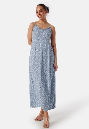 Läs mer om Pieces Pcnya Slip Ankle Dress Faded Denim AOP:Seaside Flower XS