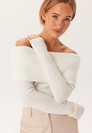 Läs mer om Pieces Pcriko Ls Off Shoulder Knit Cloud Dancer S