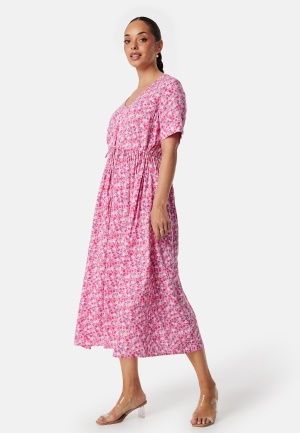 Pieces Pctala String Tie Midi Dress Hot Pink S