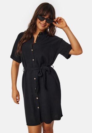 Läs mer om Pieces Pcvinsty Linen Shirt Dress Black XL