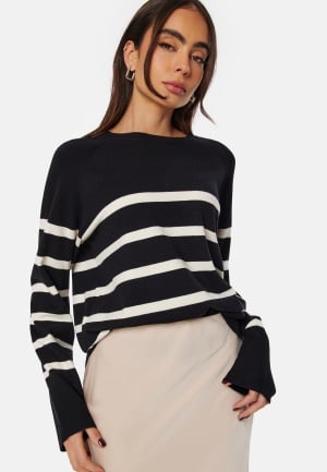 Läs mer om Pieces Sia LS Knit Pullover Black Stripe: White S