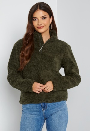 Rut & Circle Agnes Teddy Sweater Olive Green XL