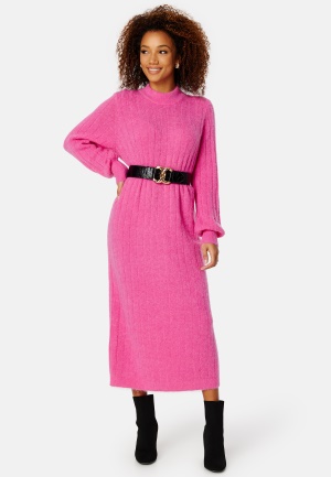Läs mer om SELECTED FEMME Glowie LS Knit O-Neck Dress Phlox Pink S