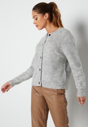 Läs mer om SELECTED FEMME Lulu LS knit short cardigan Light Grey Melange XL