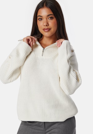 Läs mer om SELECTED FEMME Slfbloomie Ls Knit Half Zip Snow White L