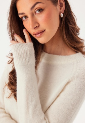 Slflulu LS Knit O-Neck Snow White Detail:MELANGE M