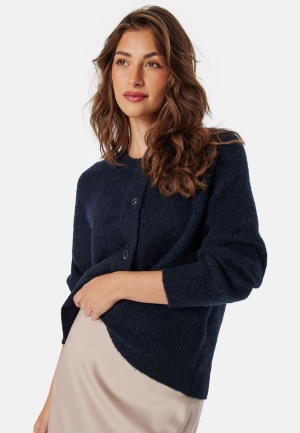 Läs mer om SELECTED FEMME Slflulu LS knit short cardigan Dark Sapphire Detail:MELANGE L