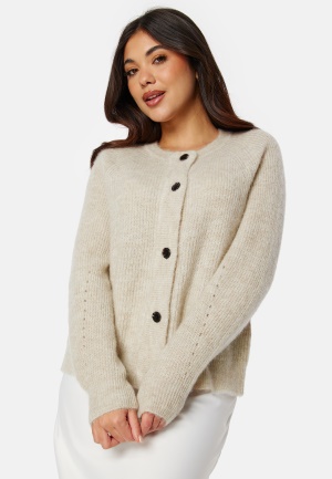 Läs mer om SELECTED FEMME Slflulu LS knit short cardigan Birch Detail:Melange L