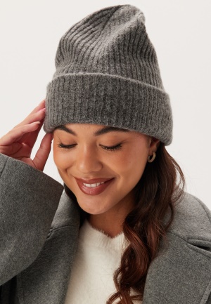 Läs mer om SELECTED FEMME Slfmaline Knit Beanie Medium Grey Melange Onesize