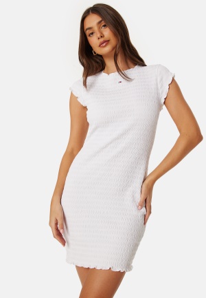 Image of TOMMY JEANS Bodycon Smock Dress YBR White M