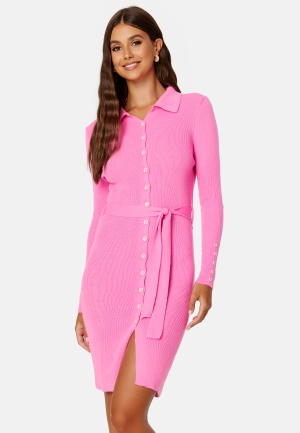 Trendyol Clara Knitted Shirt Dress Pink M