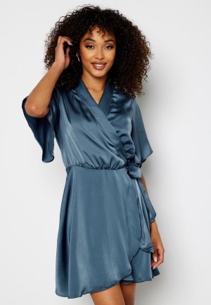 Moda VERO Amelia S/S Wrap Dress Vintage Indigo korte kjoler for dame - Pashion.dk