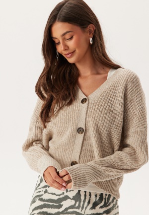 Image of VERO MODA Vmlea LS V-Neck Cuff Cardigan Moon Rock Detail:SILVER LINING XS