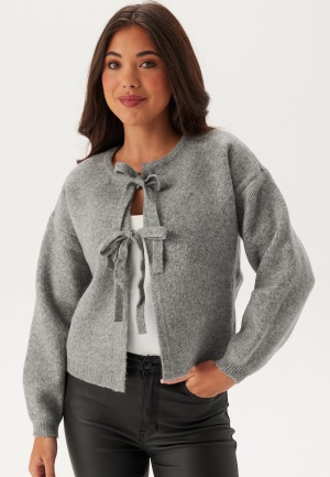 Läs mer om VERO MODA Vmbow Ls O-neck Tie Cardigan Medium Grey Melange M