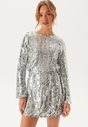 Läs mer om VERO MODA Vmefa Ls Short Dress Silver Detail:sequins L