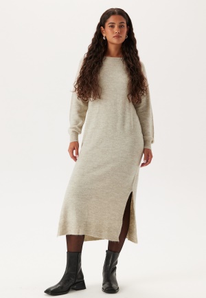 Läs mer om VERO MODA Vmlefile Ls Boatneck Calf Dress Birch Detail:w Melange S