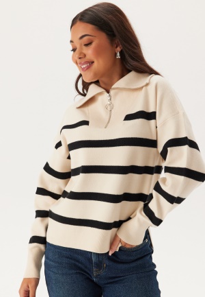 Läs mer om VERO MODA Vmsaba Stripe Ls Highneck Blouse Birch Stripes:black XS