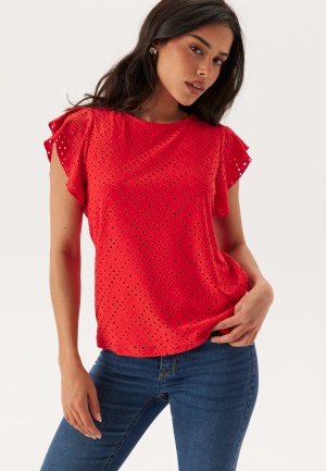 Läs mer om VERO MODA Vmtassa Sl Frill Top Fiery Red XL