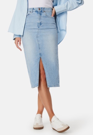 Läs mer om VERO MODA Vmveri High Rise calf denim skirt Light Blue Denim L