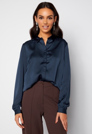 VILA Ellette Satin L/S Shirt Navy Blazer 40